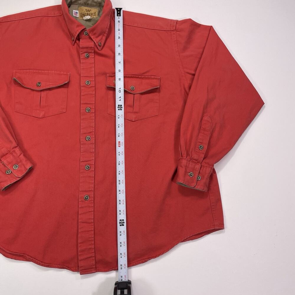 King Ranch Button Down Shirt Men’s XL Flip Cuff Salmon Made In USA Cowboy Rodeo - Picture 6 of 10